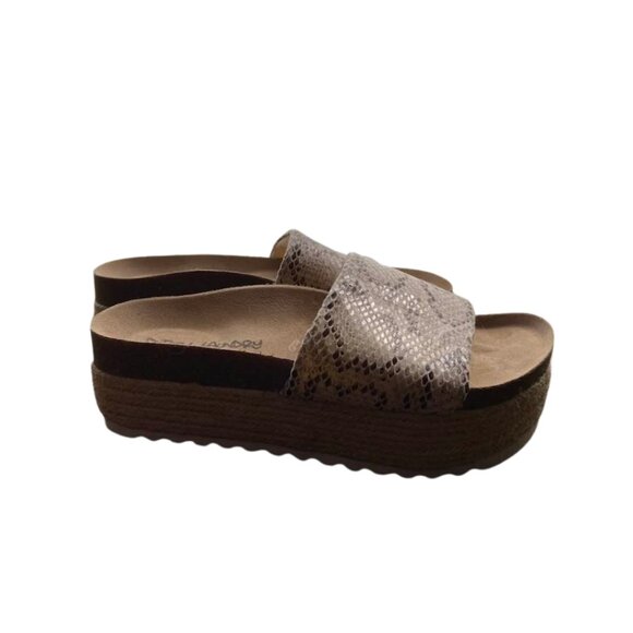 Dirty Laundry Snake Print Slide Sandals - Tan and Cream - Picture 8 of 14